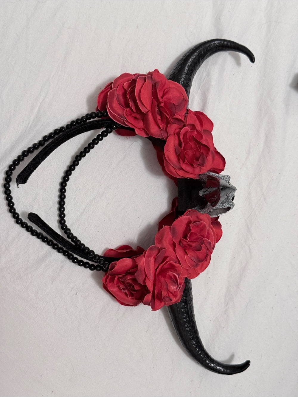 Spirit Halloween Black Horn Headband with Roses